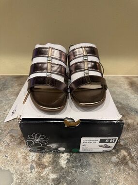 East 5th Metallic Brown Multi-Strap Slide Sandals